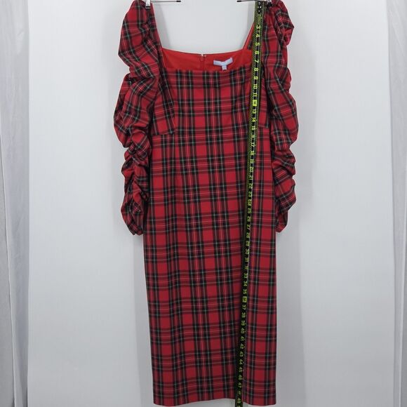Antonio Melani Elena Midi Dress Size 16 Red Tartan Plaid Holiday Xmas Christmas - Picture 5 of 9